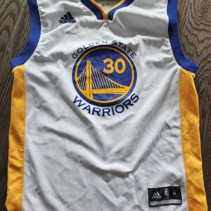 adidas Golden State Warriors White, Blue & Gold Jersey